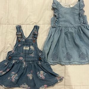 Osh Kosh Baby Girl Cute Fashion Denim Overall Dress Set 18 Month Toddler